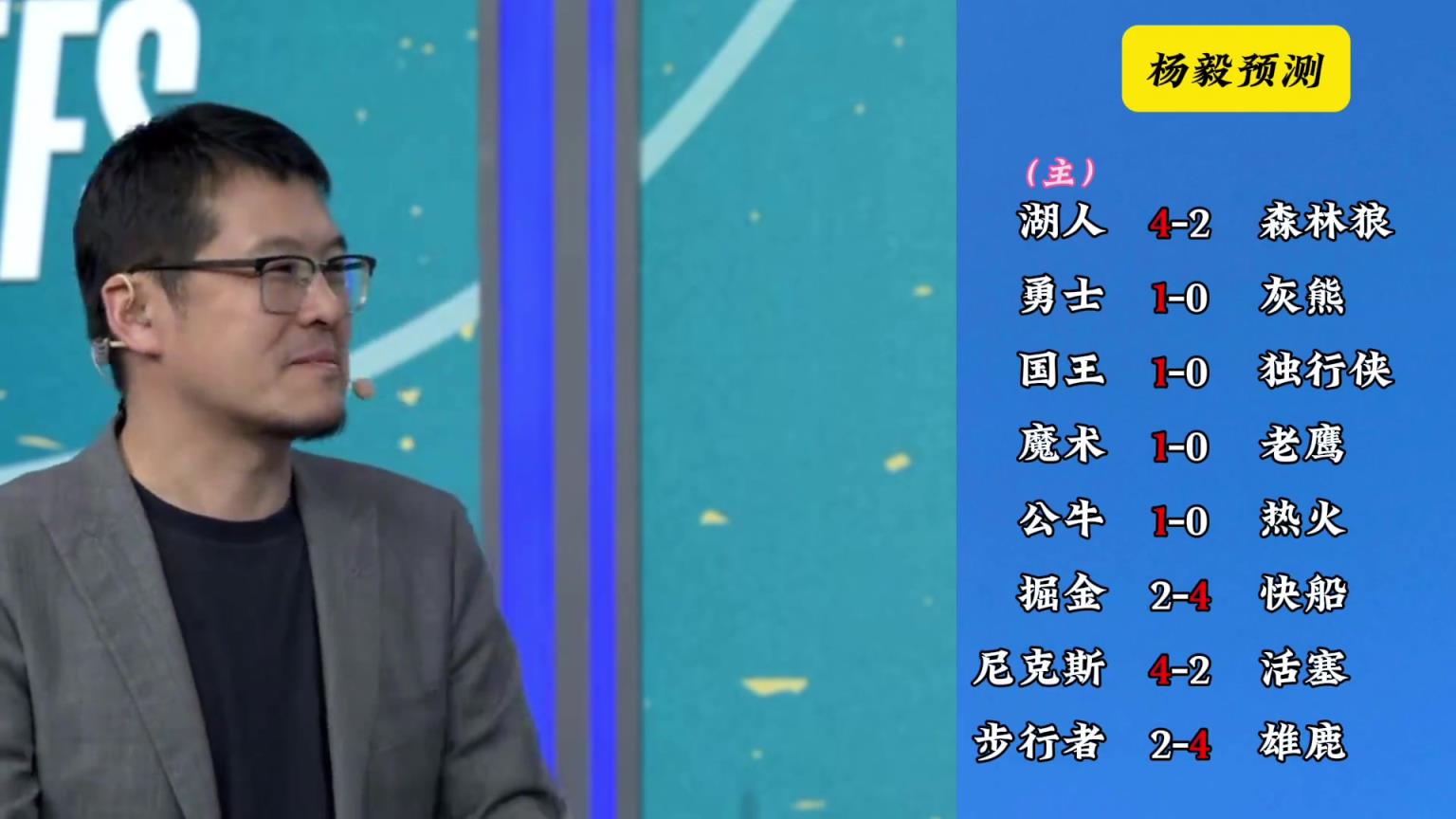明燈來(lái)了！看看楊毅的季后賽預(yù)測(cè)：湖人4-2狼 快船4-2掘金